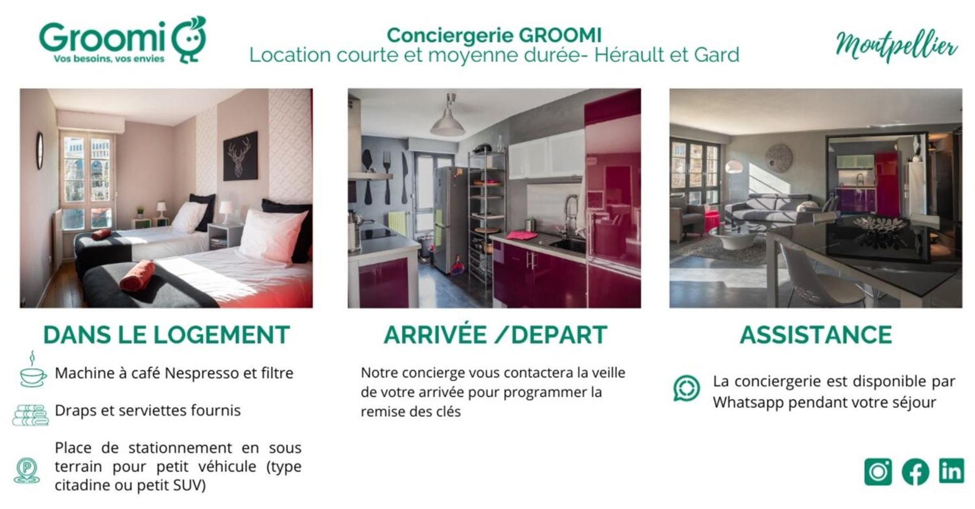 GROOMI Antigone- Climatisation, Wifi et Parking ! Montpellier Extérieur photo